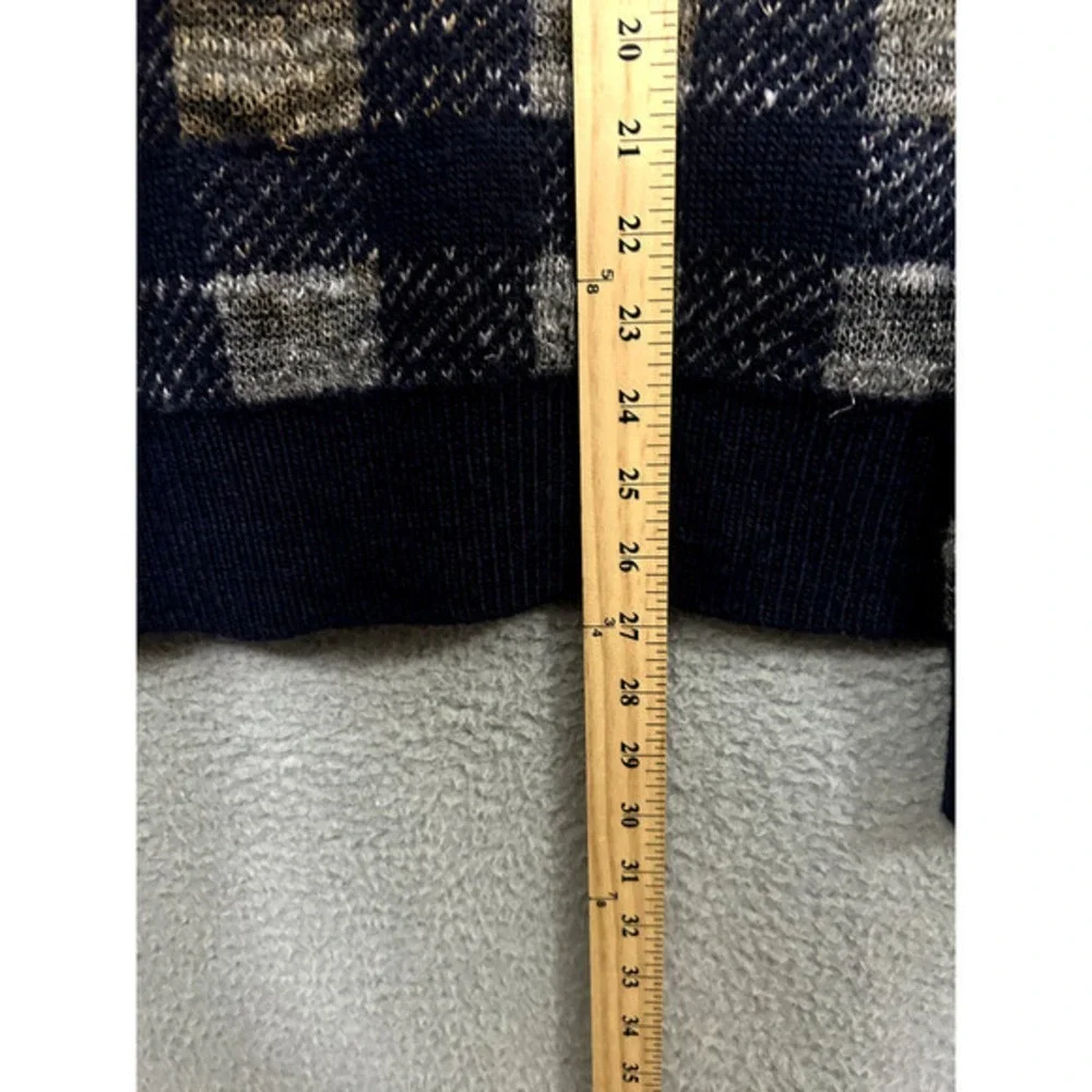 J Crew Sweater Mens Medium‎ Blue Gray Check Linen Wool Alpaca Long Sleeve Adult